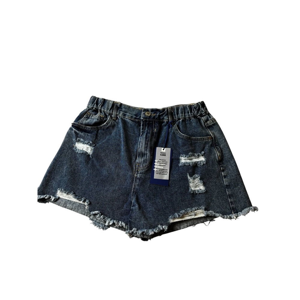 Love Tree Denim Womens Distressed High Waisted Jean Shorts Blue Size L NEW